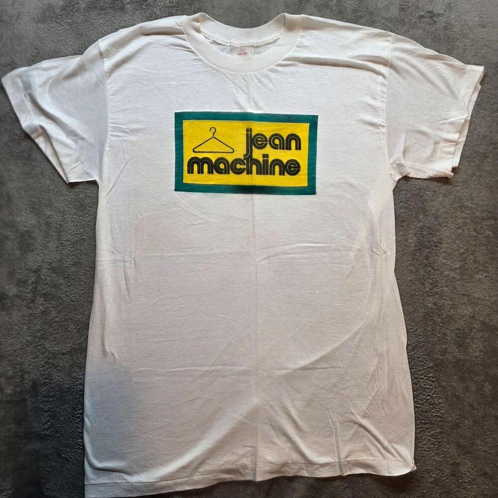 Jean Machine Shirt Mens L White Vintage Logo Graphic T-Shirt 100% Cotton Vintage